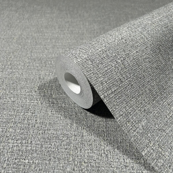 Highland Tweed Dark Grey Faux Fabric Wallpaper