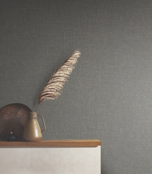 Highland Tweed Charcoal Faux Fabric Wallpaper