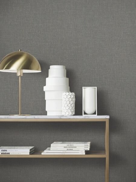 Highland Tweed Charcoal Faux Fabric Wallpaper