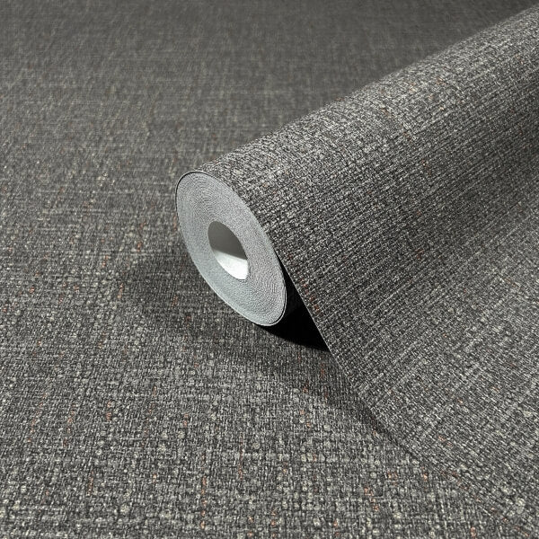 Highland Tweed Charcoal Faux Fabric Wallpaper