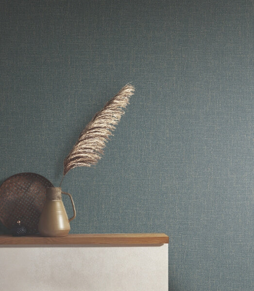 Highland Tweed Dark Blue Faux Fabric Wallpaper