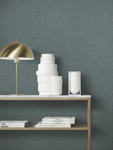 Highland Tweed Dark Blue Faux Fabric Wallpaper