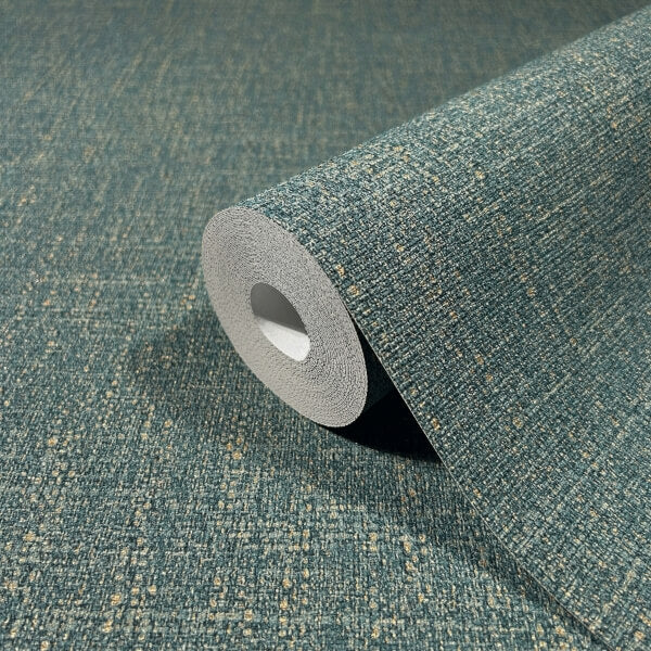 Highland Tweed Dark Blue Faux Fabric Wallpaper
