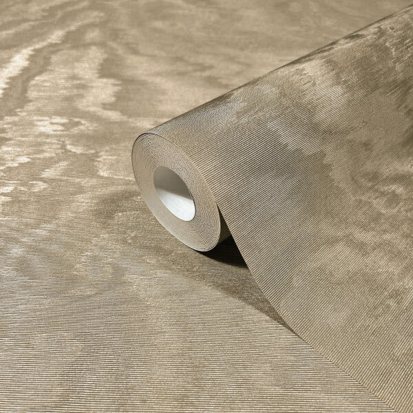 Shimmering Moire Taupe Textured Wallpaper