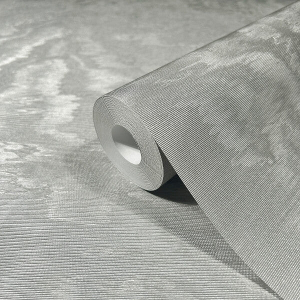 Shimmering Moire Silver Textured Wallpaper