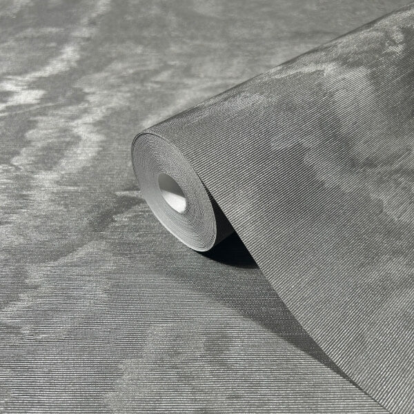 Shimmering Moire Pewter Textured Wallpaper