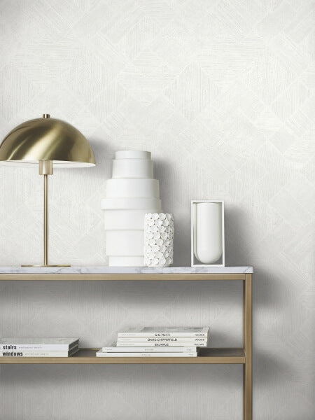 Marquetry White Tile Wallpaper