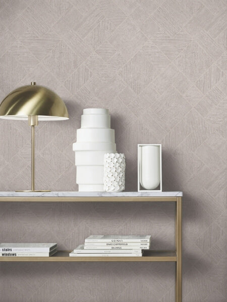 Marquetry Grey Tile Wallpaper