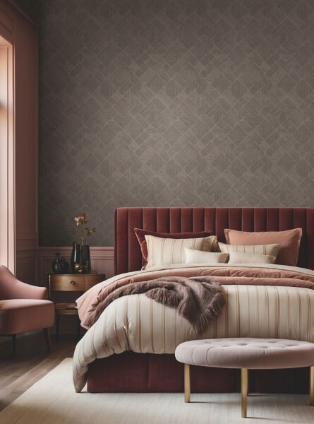 Marquetry Taupe Tile Wallpaper