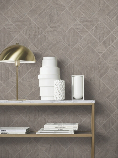 Marquetry Taupe Tile Wallpaper