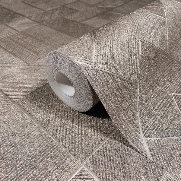 Marquetry Taupe Tile Wallpaper