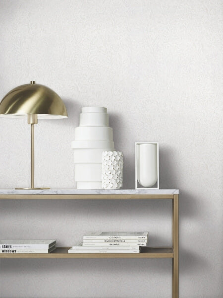 Sculpted Floral Pearl Relief Wallpaper