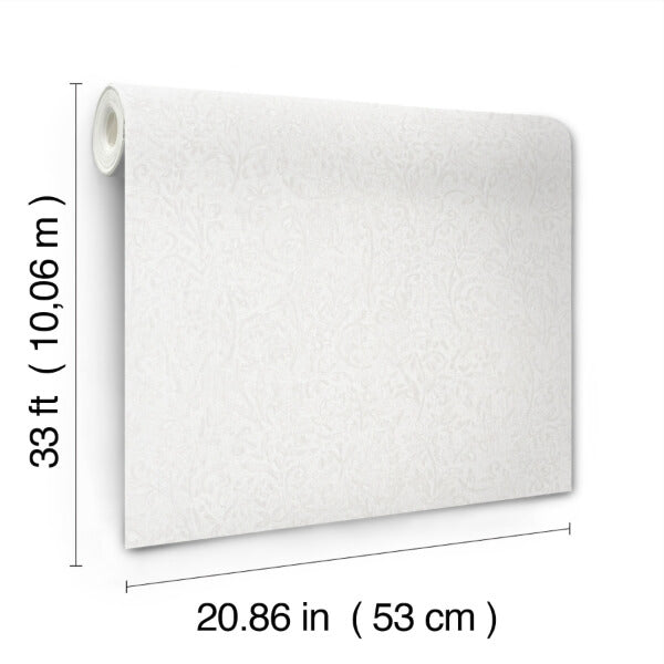 Sculpted Floral Pearl Relief Wallpaper