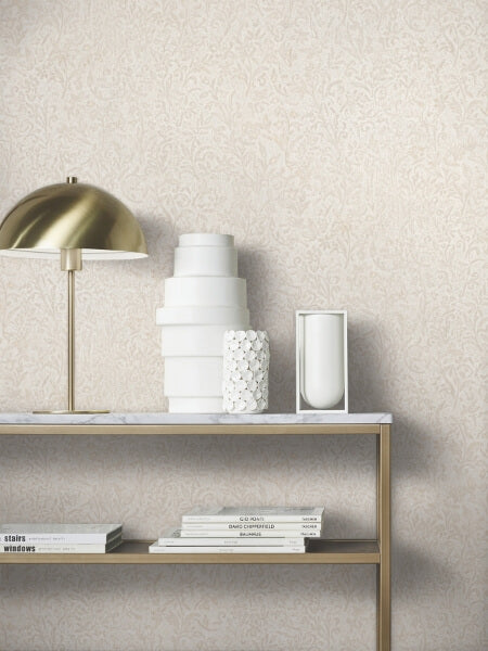 Sculpted Floral Beige Relief Wallpaper