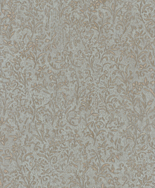 Sculpted Floral Gold Relief Wallpaper