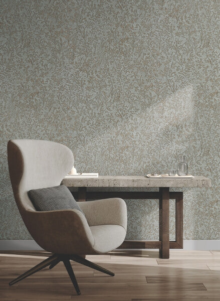 Sculpted Floral Gold Relief Wallpaper