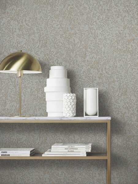 Sculpted Floral Gold Relief Wallpaper