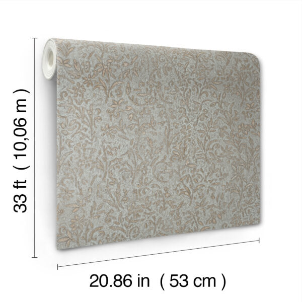 Sculpted Floral Gold Relief Wallpaper