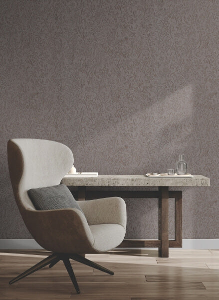 Sculpted Floral Copper Relief Wallpaper