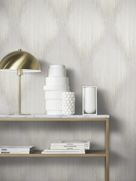 Starfall Dove Metallic Ikat Wallpaper