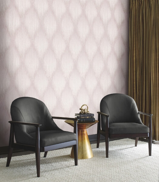 Starfall Mauve Metallic Ikat Wallpaper