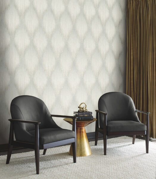 Starfall Sage Metallic Ikat Wallpaper