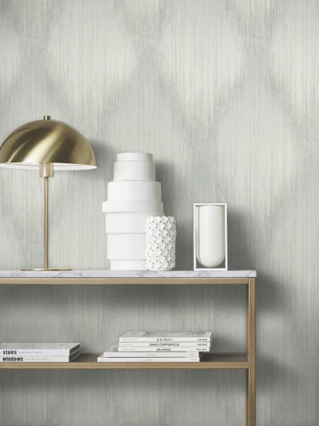 Starfall Sage Metallic Ikat Wallpaper