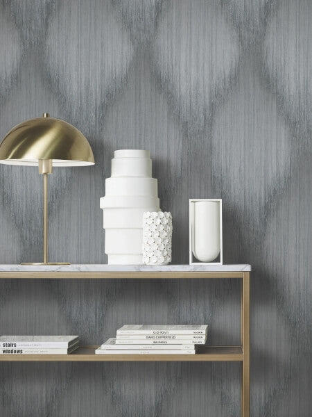 Starfall Pewter Metallic Ikat Wallpaper