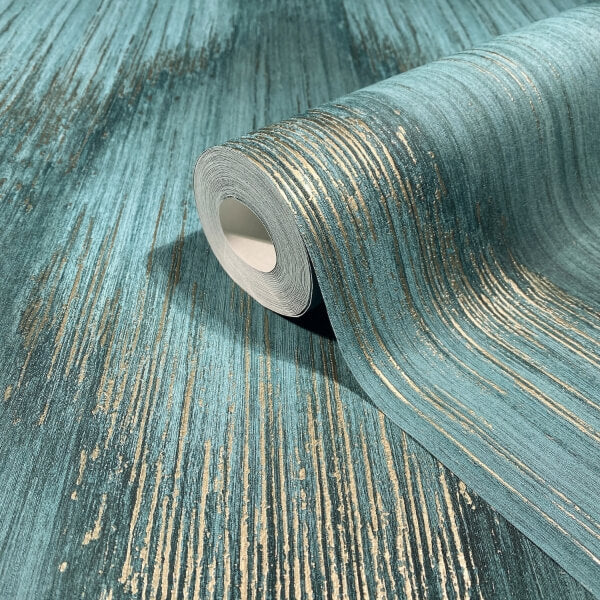 Starfall Teal Metallic Ikat Wallpaper