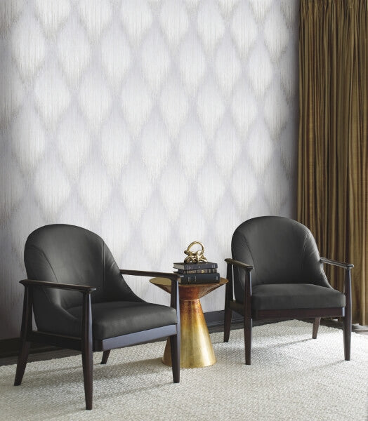 Starfall Grey Metallic Ikat Wallpaper