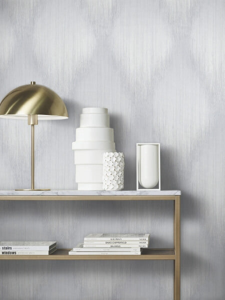 Starfall Grey Metallic Ikat Wallpaper