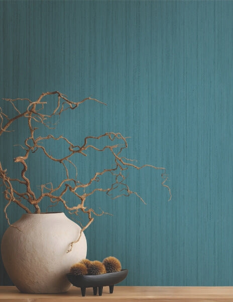 Indra Teal Striated Wallpaper