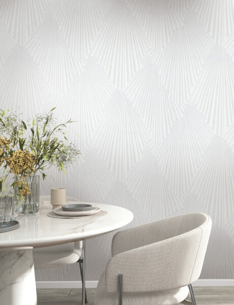 Lumiere White Deco Geo Wallpaper
