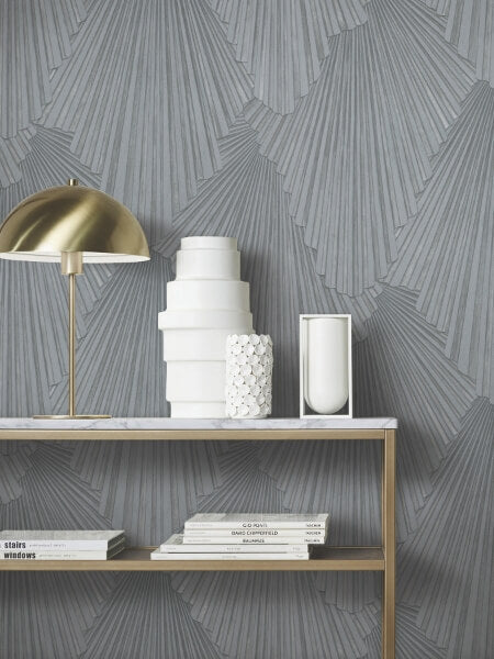Lumiere Pewter Deco Geo Wallpaper