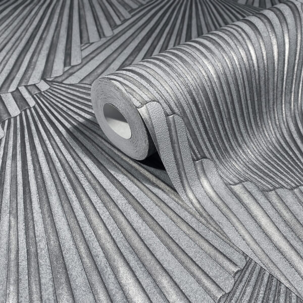 Lumiere Pewter Deco Geo Wallpaper