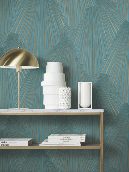 Lumiere Teal Deco Geo Wallpaper