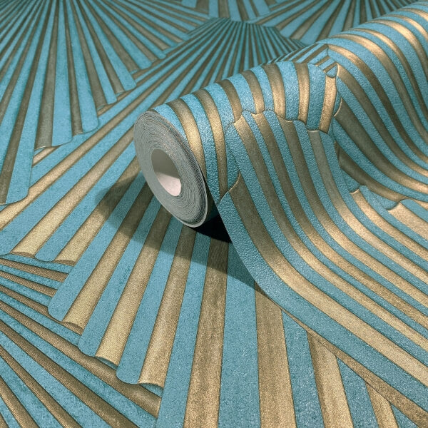 Lumiere Teal Deco Geo Wallpaper