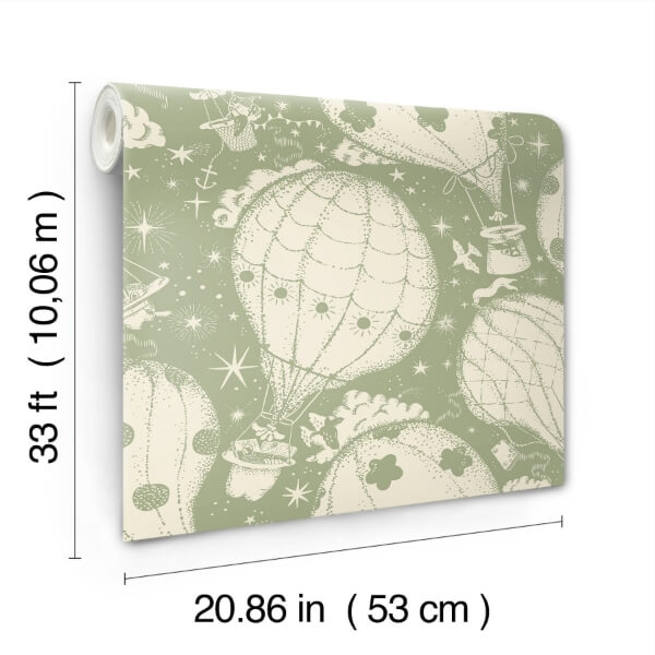 Ballongerna Green Wallpaper