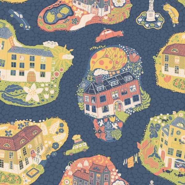 Staden Dark Blue Wallpaper