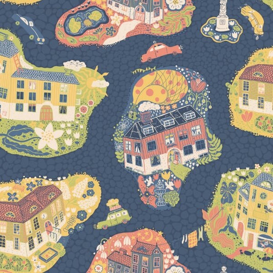 Staden Dark Blue Wallpaper