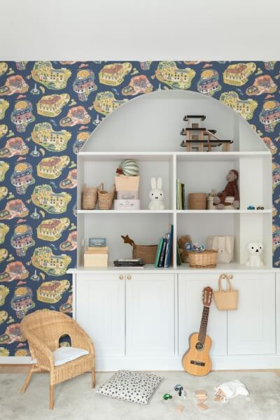 Staden Dark Blue Wallpaper