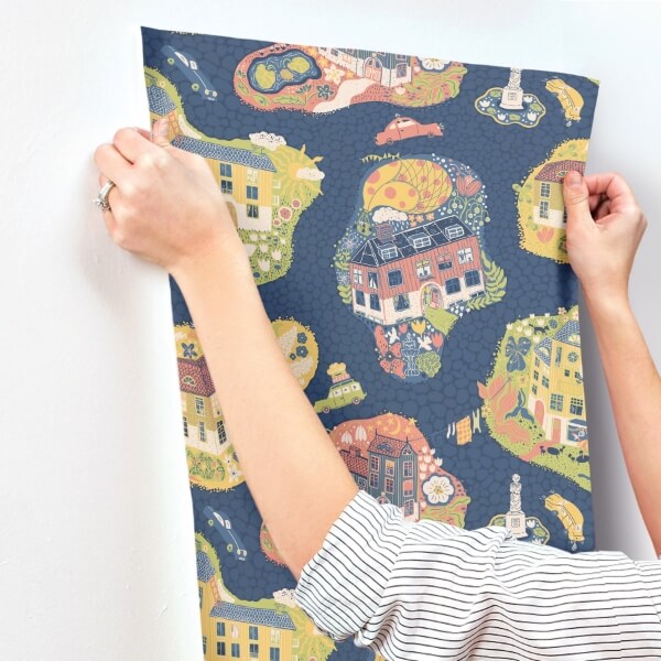 Staden Dark Blue Wallpaper