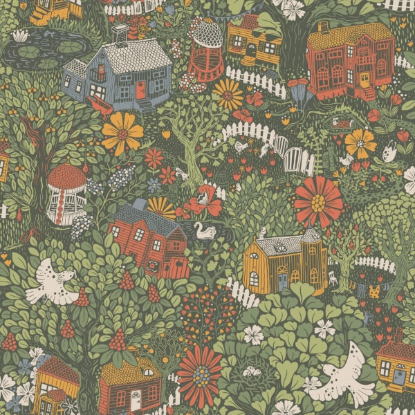 Bygga Bo Dark Green Wallpaper