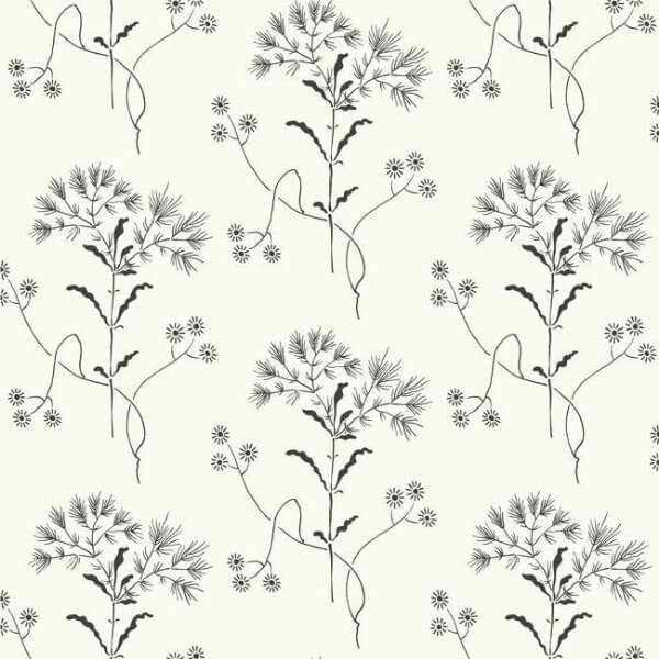 Wildflower Black & White Wallpaper