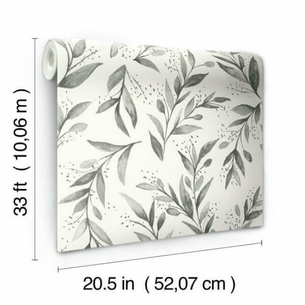 Olive Branch Charcoal Wallpaper