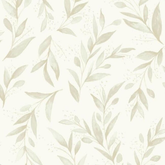 Olive Branch Beige Wallpaper