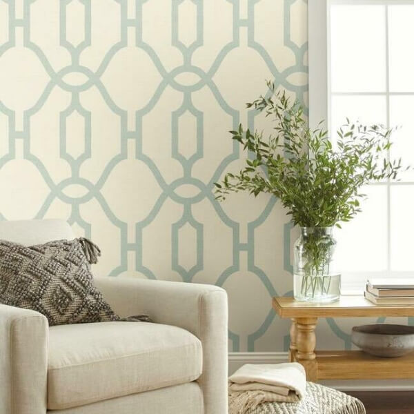 Woven Trellis Eggshell Wallpaper