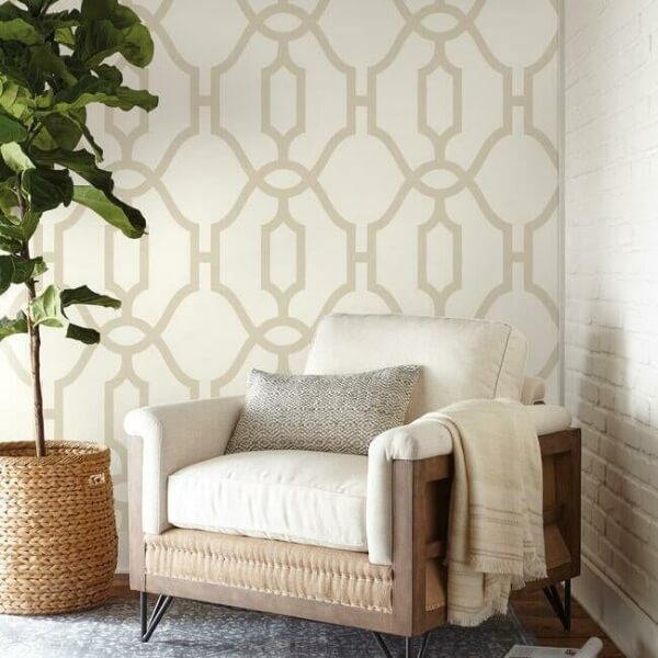 Woven Trellis Beige Wallpaper