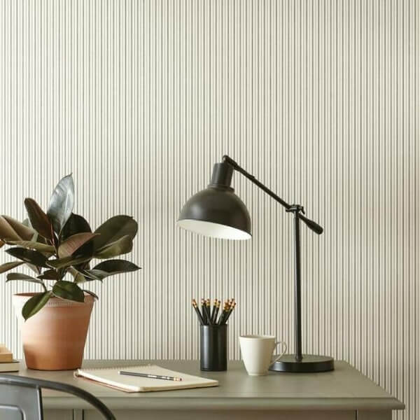 French Ticking Charcoal & Black Wallpaper