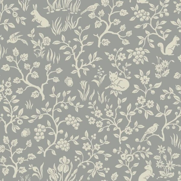 Fox & Hare Grey Wallpaper